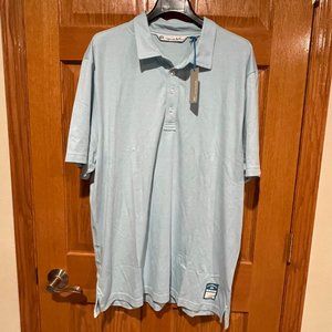 TRAVIS MATHEW Men's 2XL Heather Sky Blue Polo Shirt Golf Performance NWT NEW